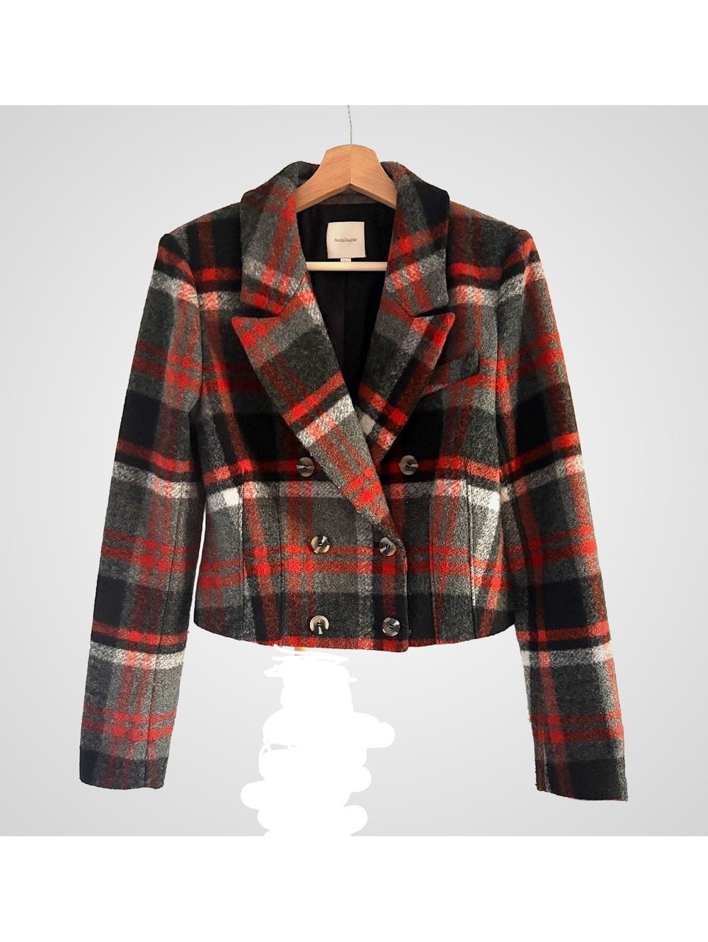 Favorite Daughter Cropped Red Plaid Blazer Jacket Size M #fall #structured